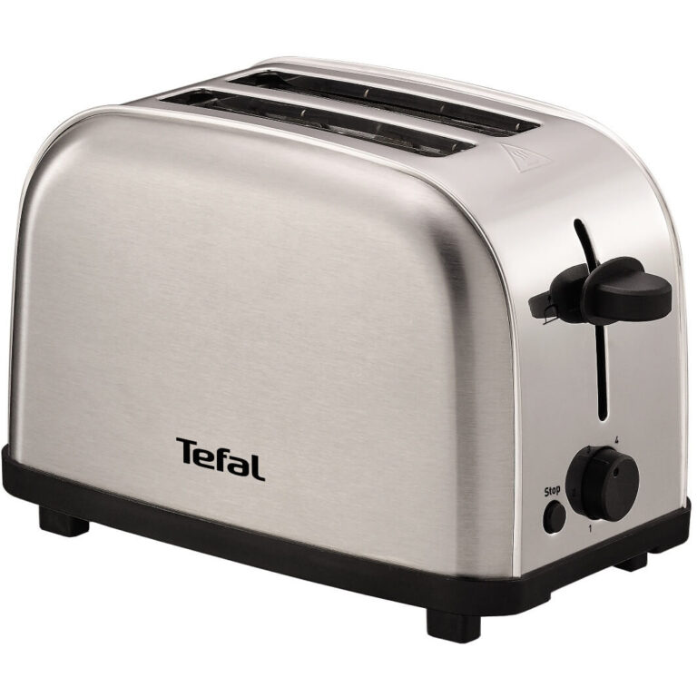Prajitor de paine Tefal Ultra Mini TT330D30, 700 W, functie de oprire, design compact, tava detasabila pentru firimituri, inox, argintiu