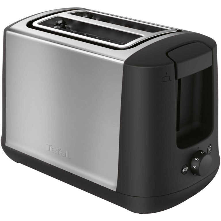 Prajitor de paine Tefal Confidence TT340830, 850W, 2 felii, 7 niveluri de rumenire, buton Stop & Eject, tava detasabila pentru firimituri, inox