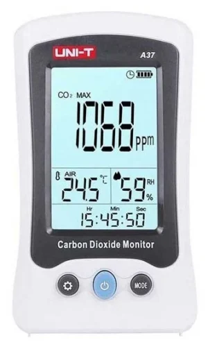 Detector standalone de CO2. temperatura si umiditate cu alarma sonora Unit-t A37 Detector standalone de CO2. temperatura si umiditate cu alarma sonora Unit-t A37