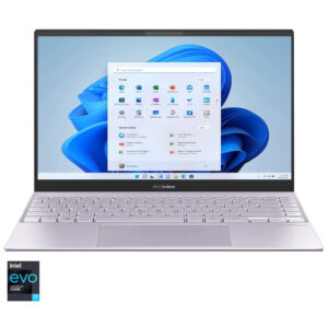 Laptop ultraportabil Asus ZenBook 13 UX325EA, Intel Core i7-1165G7, 13.3inch, Full HD, OLED, 8GB, 512GB SSD, Intel Iris Xe Graphics, Windows 11 Home, Lilac Mist Laptop ultraportabil Asus ZenBook 13 UX325EA, Intel Core i7-1165G7, 13.3inch, Full HD, OLED, 8GB, 512GB SSD, Intel Iris Xe Graphics, Windows 11 Home, Lilac Mist