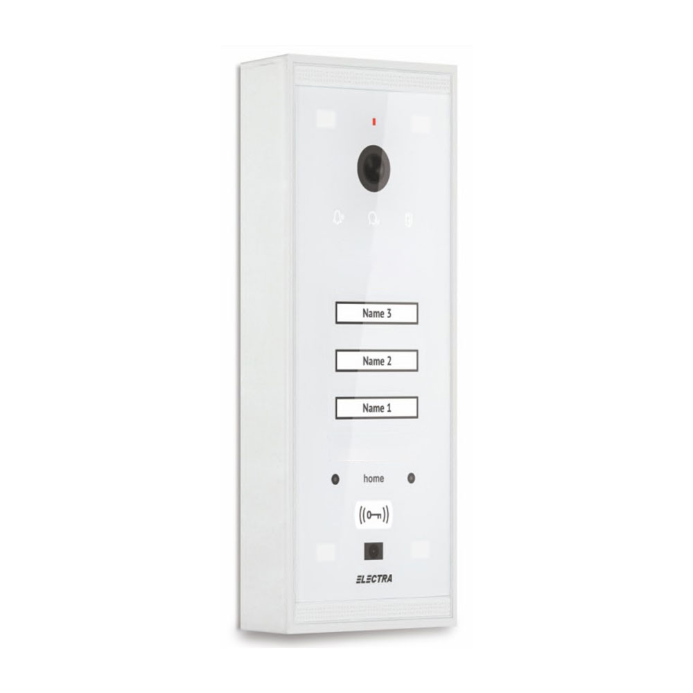 Videointerfon de exterior Electra VPM.03S03.ELWH4, RFID, 3 familii, aparent, 4 fire Videointerfon de exterior Electra VPM.03S03.ELWH4, RFID, 3 familii, aparent, 4 fire