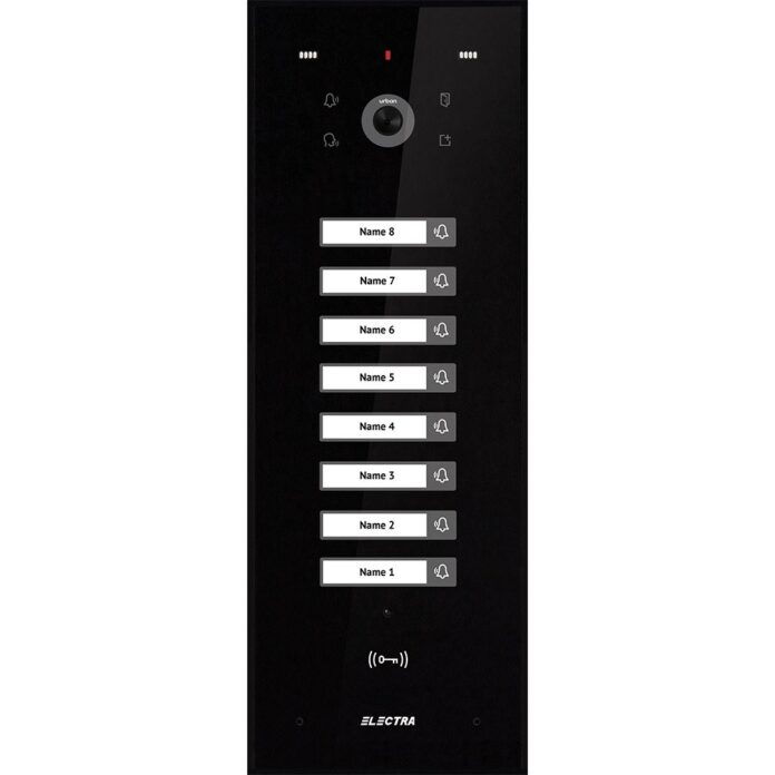 Videointerfon de exterior Electra VPU.08F03.ELBTL, 8 familii, 800 LTV, RFID, incastrat, negru