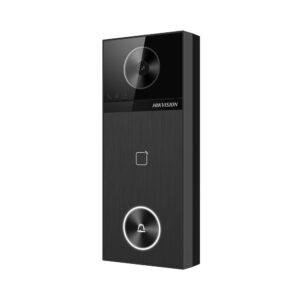 Videointerfon de exterior IP WiFi 6 Hikvision DS-KV6114-WBE1, 1 familie, 2 incuietori, Mifare 13.56 MHz, aparent, 4 MP, IR 3 m, microfon si difuzor, slot card, functii smart, PoE, vizualizare de pe telefon Videointerfon de exterior IP WiFi 6 Hikvision DS-KV6114-WBE1, 1 familie, 2 incuietori, Mifare 13.56 MHz, aparent, 4 MP, IR 3 m, microfon si difuzor, slot card, functii smart, PoE, vizualizare de pe telefon