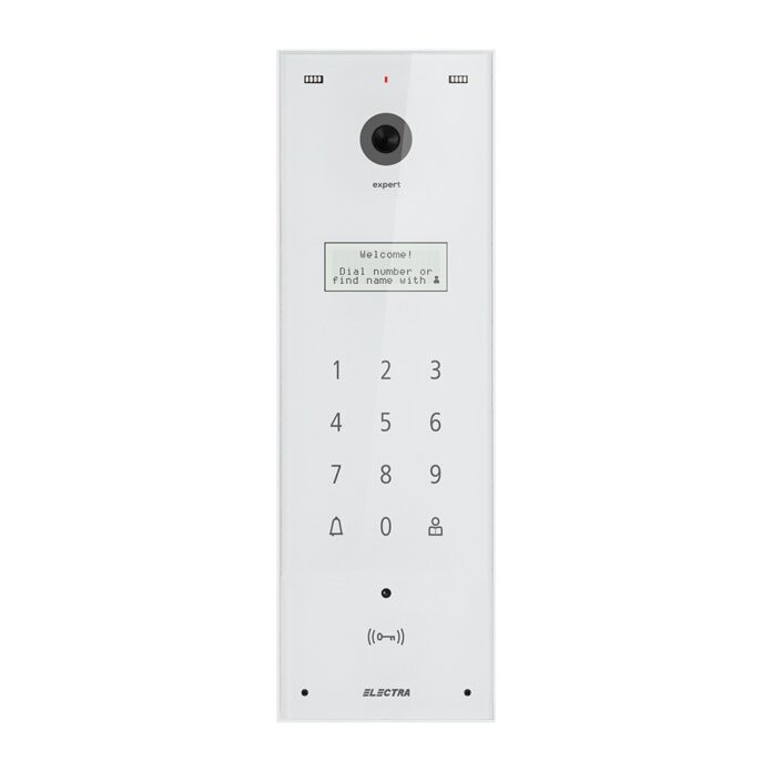 Videointerfon de exterior Electra Expert VPE.0BS03.ELWTL, 800 TVL, 255 apartamente, tastatura touch iluminata, acces prin card RFID, aparent