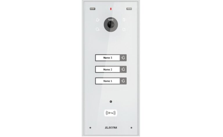 Post exterior videointerfon Electra VPH.03S03.ELWTL, 3 familii, montaj aparent, IP44, alb