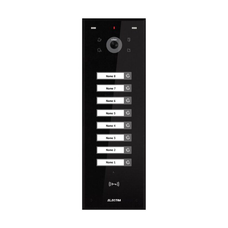 Videointerfon de exterior Electra VPU.08S03.ELBTL, 8 familii, 800 LTV, RFID, aparent, negru