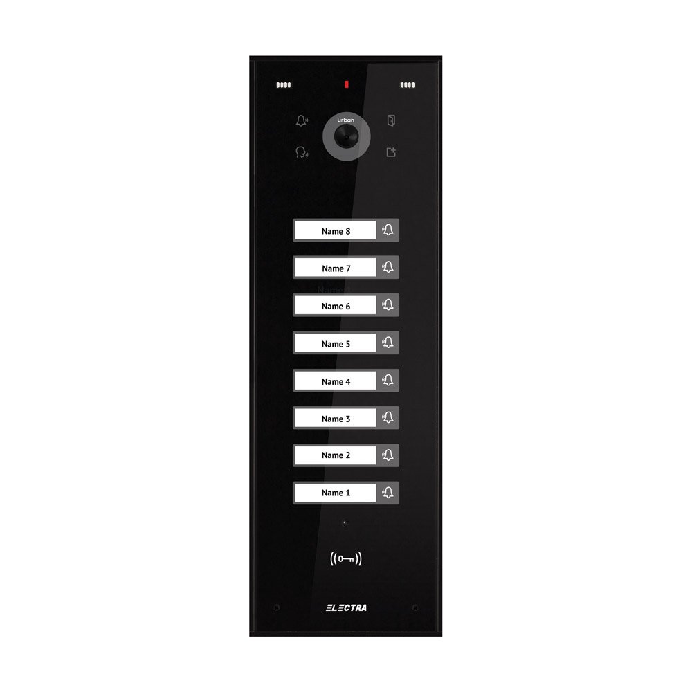 Videointerfon de exterior Electra VPU.08S03.ELBTL, 8 familii, 800 LTV, RFID, aparent, negru Videointerfon de exterior Electra VPU.08S03.ELBTL, 8 familii, 800 LTV, RFID, aparent, negru
