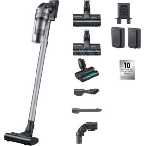 Aspirator vertical Samsung Jet 75 Complete Extra, 550 W, Perie Turbo/Soft/Mini-Turbo, Autonomie 120 minute, Arginitiu Aspirator vertical Samsung Jet 75 Complete Extra, 550 W, Perie Turbo/Soft/Mini-Turbo, Autonomie 120 minute, Arginitiu
