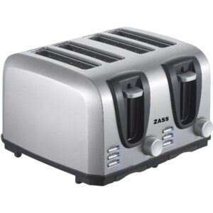 Prajitor de paine Zass ZST 09, 1400 W, 4 felii, Argintiu Prajitor de paine Zass ZST 09, 1400 W, 4 felii, Argintiu