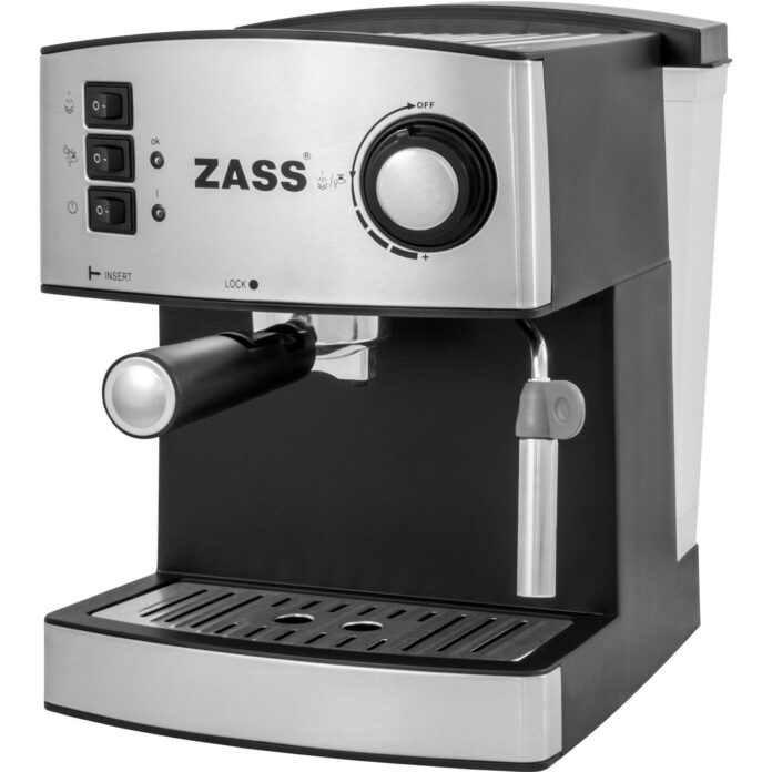 Espressor manual Zass ZEM 04, 850 W, 1.6 L, 15 bar, Argintiu